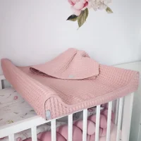 Kocyk dziecięcy Waffle Line Silver Pink 90x90 Ceba Baby