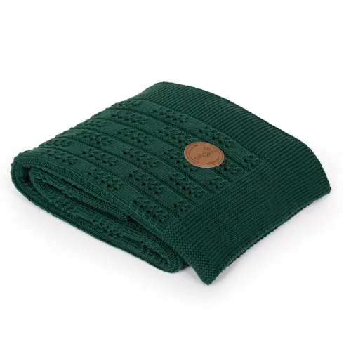 Kocyk dzianinowy (90x90) w opakowaniu prezentowym Jodełka Emerald