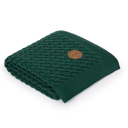 Kocyk dzianinowy (90x90) w opakowaniu prezentowym Fale Emerald