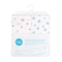 Pokrowiec na przewijak miękki (85x72) 2 szt. Grey Stars + Pink Stars
