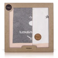 Knitted blanket in gift box (90x90) Stars peach