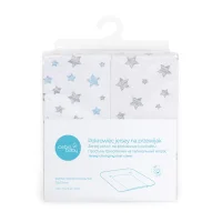 Pokrowiec na przewijak miękki (75x72) 2 szt. Grey Stars, Light grey + Blue Stars, Blue