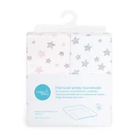 Pokrowiec na przewijak miękki (75x72) 2 szt. Grey Stars, Light grey + Pink Stars, Pink