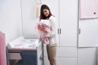 Hooded towel Printed Line Unicorn 100x100 Ceba Baby
