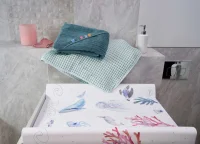 Hooded towel Waffle Line Mist Blue 100x100 Ceba Baby