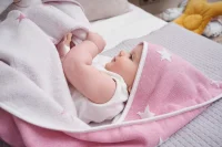 Ręcznik dla niemowlaka Stars Pink Melange 100x100 Ceba Baby
