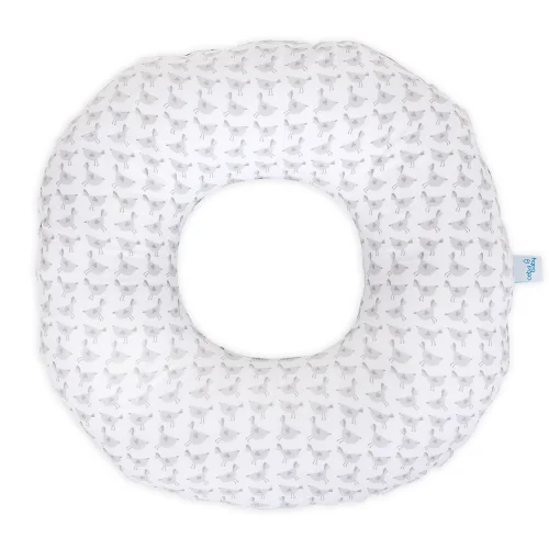 Postpartum donut cushion Birds, grey reverse side