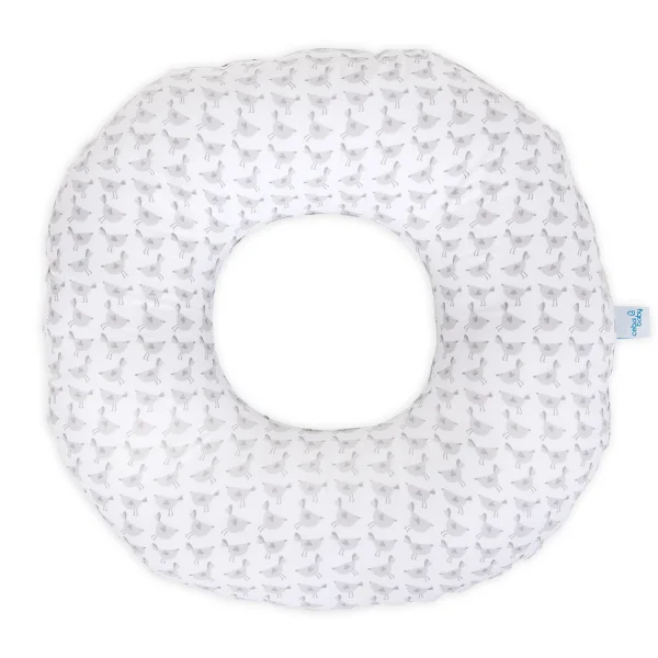 Postpartum donut cushion Birds, grey reverse side