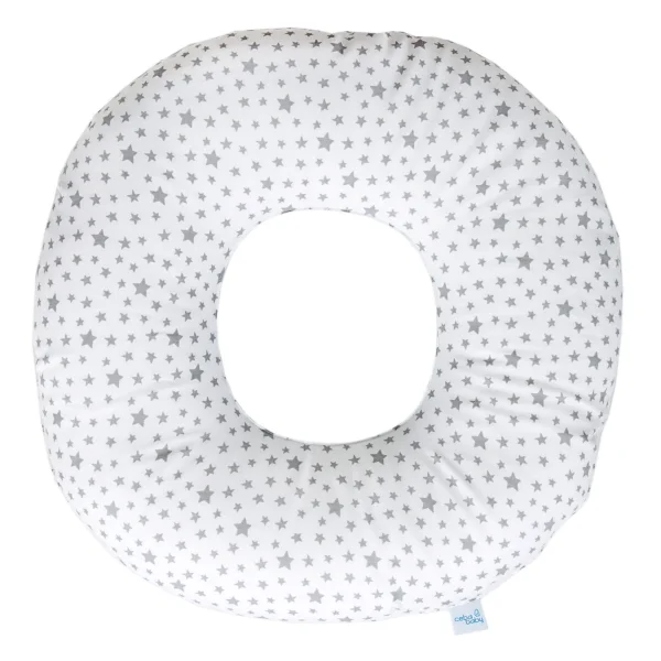 Postpartum donut cushion Grey stars on white