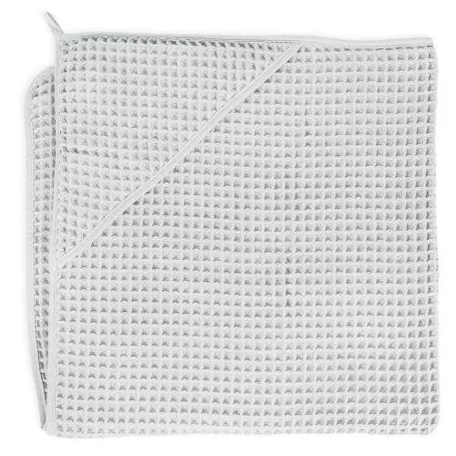 Hooded towel Waffle Line Light grey 100x100 Ceba Baby