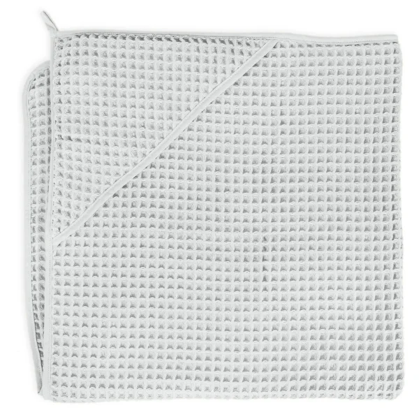 Hooded towel Waffle Line Light grey 100x100 Ceba Baby