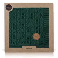 Kocyk dziany (90x90) w opakowaniu prezentowym Jodełka Emerald