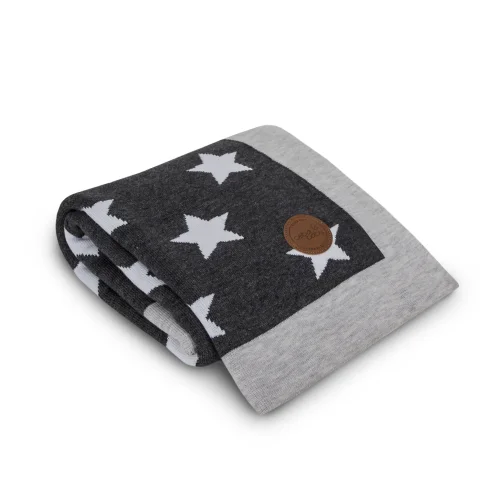 Kocyk dzianinowy (90x90) w opakowaniu prezentowym Grey Stars