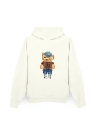 Bluza męska z kapturem (L/XL) Fluffy Puffy Stu biała