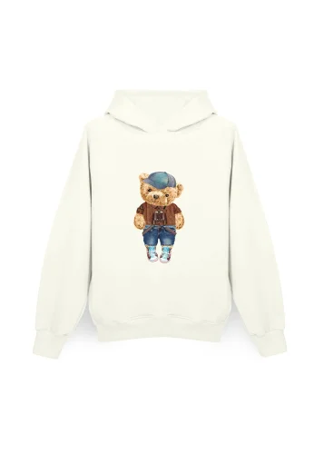 Bluza męska z kapturem (L/XL) Fluffy Puffy Stu biała