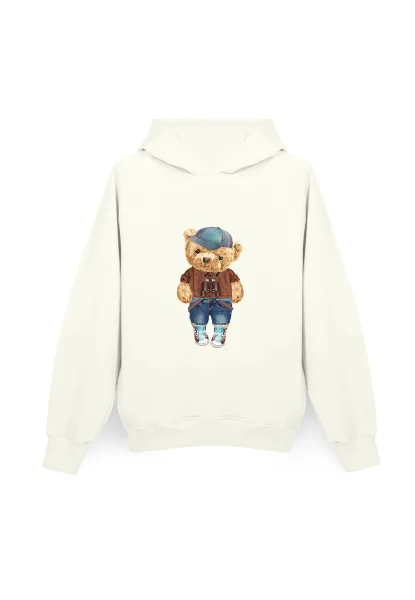 Bluza męska z kapturem (L/XL) Fluffy Puffy Stu biała