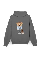 Bluza damska z kapturem (L/XL) Fluffy Puffy Steve grafitowa