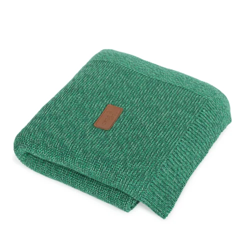 Knitted blanket (90x90) Garter Stitch emerald