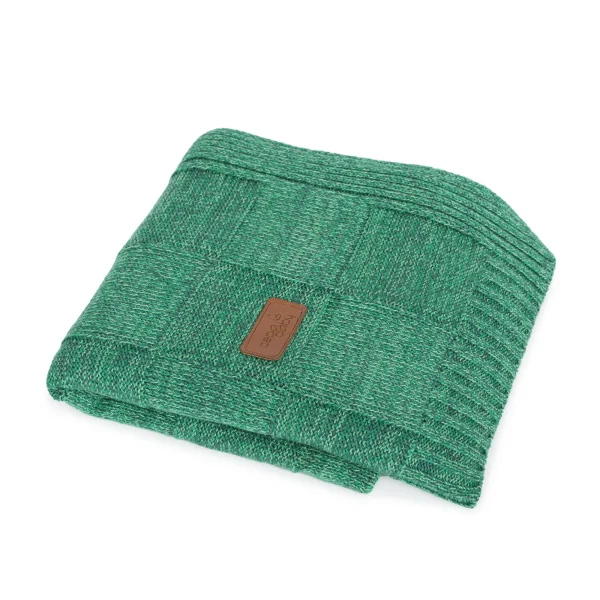 Knitted blanket (90x90) Check emerald