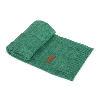 Knitted blanket (90x90) Check emerald